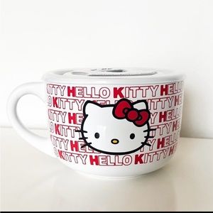Hello Kitty Ceramic Red and White Soup Mug with Pressure Release Lid